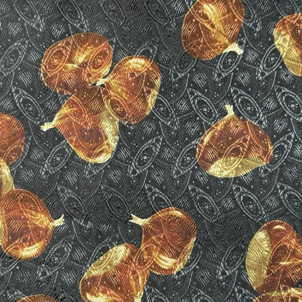 Vintage Saks Fifth Avenue Silk Lambswool Fig Motif Reversible Opera Scarf 52x11